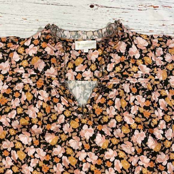 The Westside Floral Autumn Ruffle Trim Peasant Blouse - Picture 3 of 8